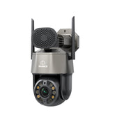 Caméra à dôme 5MP avec zoom 20X, vision nocturne à double lumière intelligente, détection d'humains par IA, rotation de 270° et inclinaison de 90°, communication audio bidirectionnelle, stockage local maximal de 128 Go et dans le cloud